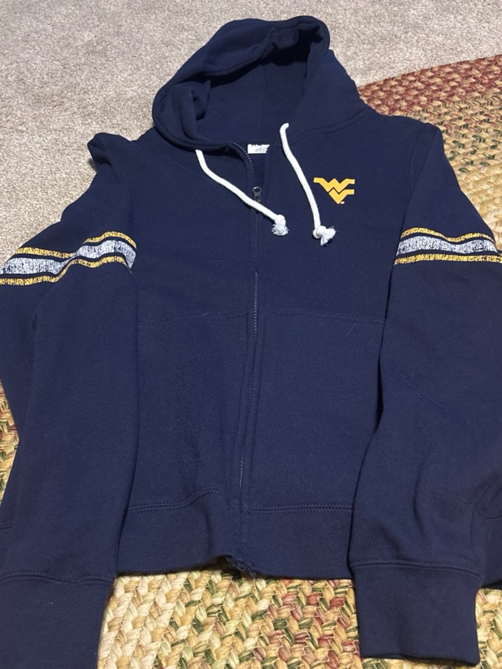 Navy Blue Zip-Up Hoodie Sweater - WV logo